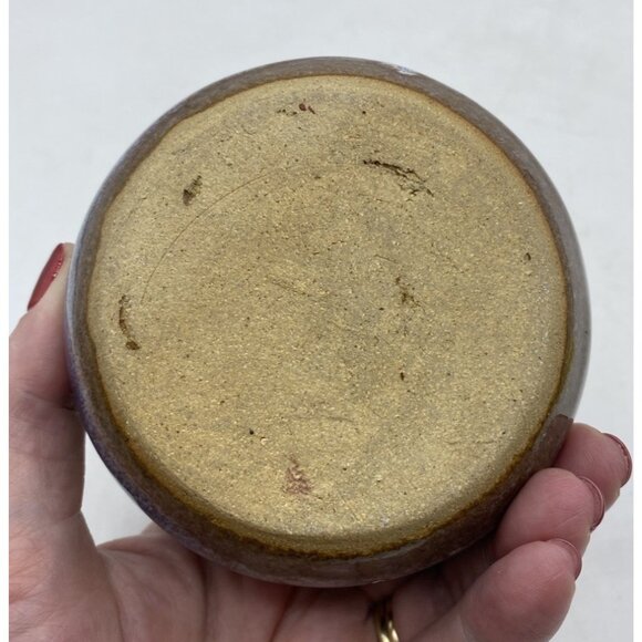 Studio Pottery Round Blue Vase Signed 2.75 in Tall Handmade Artisan Collectible - Picture 7 of 13